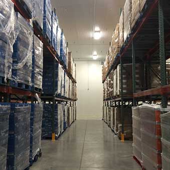 Frozen foods stored in Senko warehouse freezer