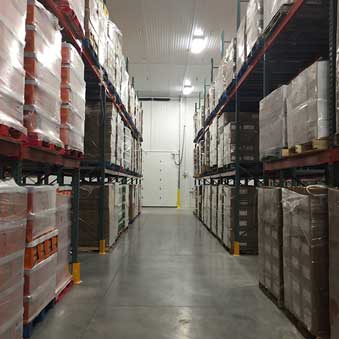 Frozen foods stored in Senko warehouse freezer